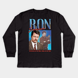 Ron Swanson Homage Kids Long Sleeve T-Shirt